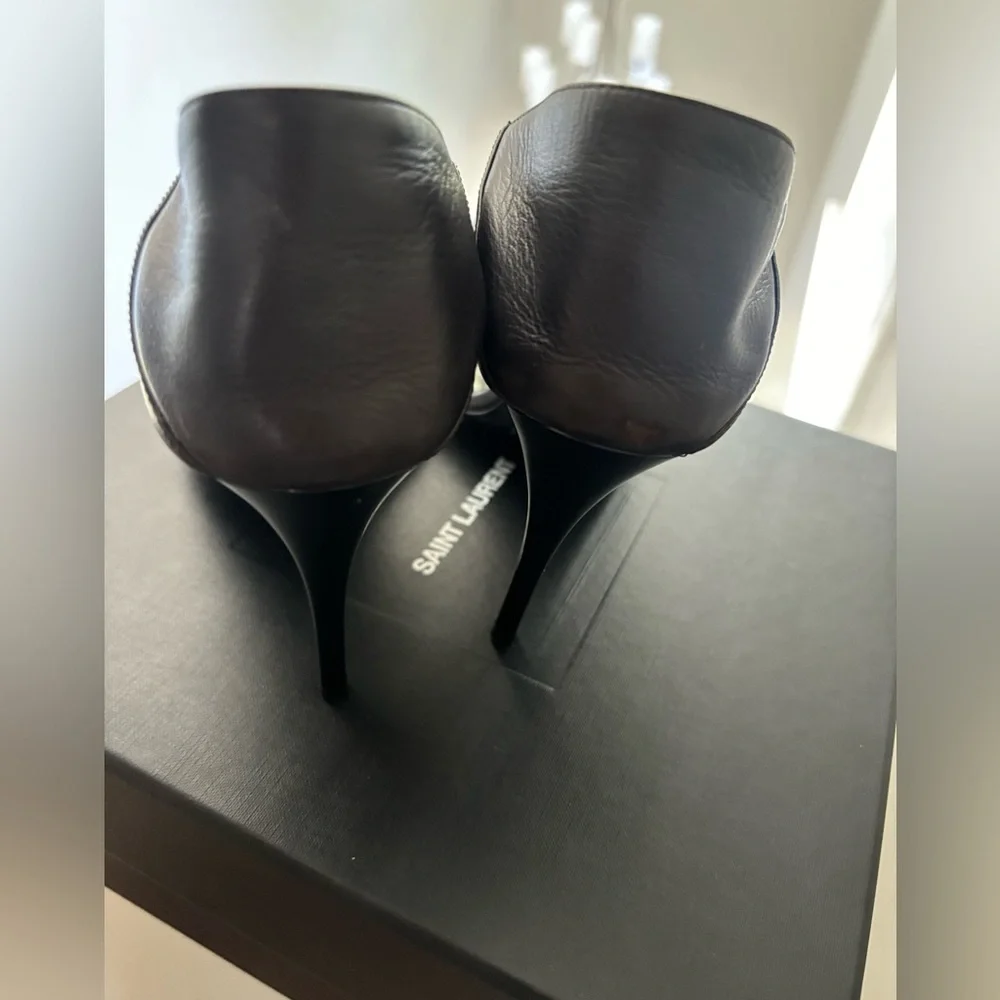 Saint Laurent Nappa Giannutri Harris eagle brown  leather heels size 39
